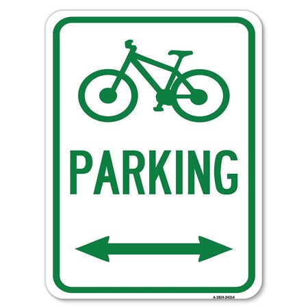 Signmission Bicycle Parking W/ Bidirectional Arrow Heavy-Gauge Alum Rust Proof Parking, 18" x 24", A-1824-24314 A-1824-24314